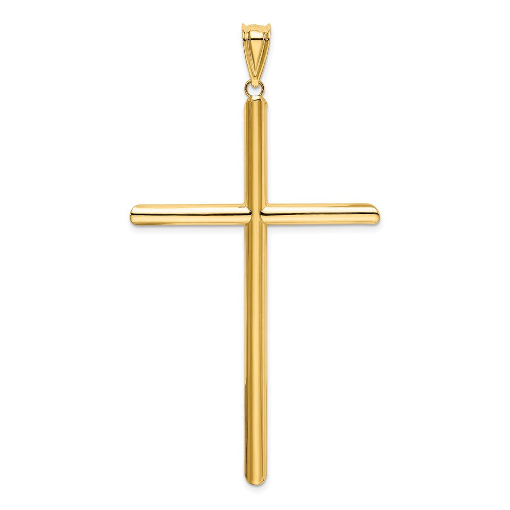 14k Large Polished Tube Cross Pendant