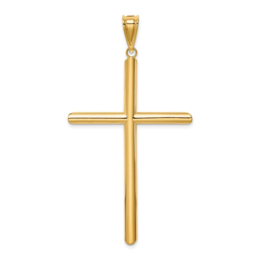 14k Large Polished Tube Cross Pendant