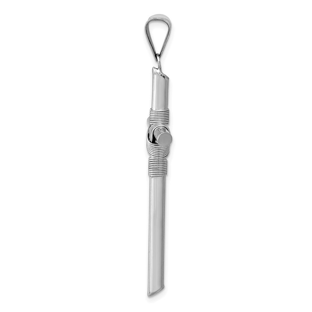 14K White Gold with Center Wrap Tube Cross Pendant