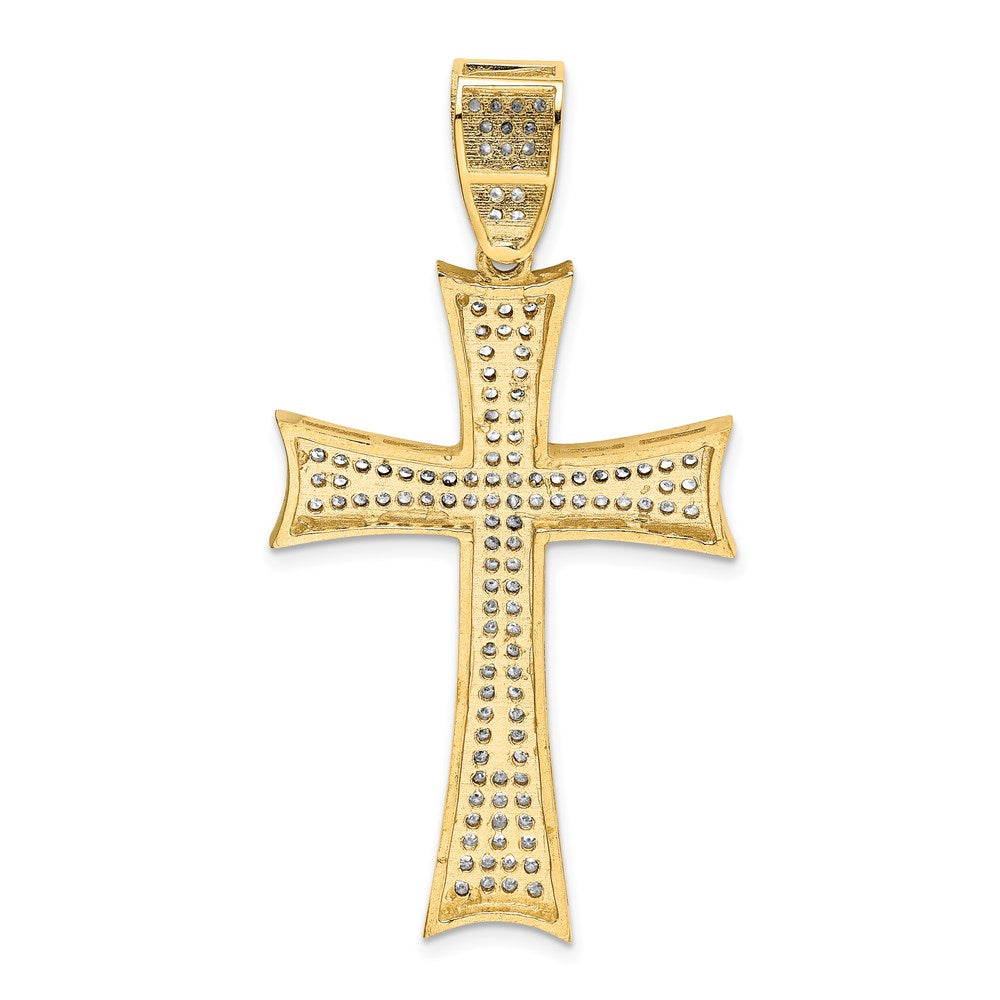 14k and White Rhodium Micro Pav CZ Large Cross Pendant