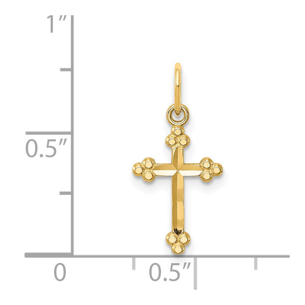 14k Small Diamond-cut Budded Cross Pendant