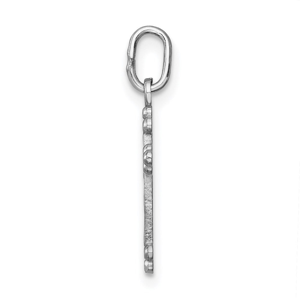 14k White Gold Polished Diamond-cut Small Budded Cross Charm