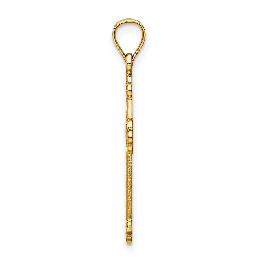 14K Satin and Polished FAITH Cross Pendant