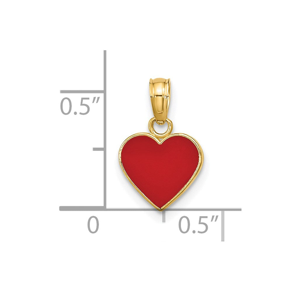 14K Polished Red Enameled Heart Pendant