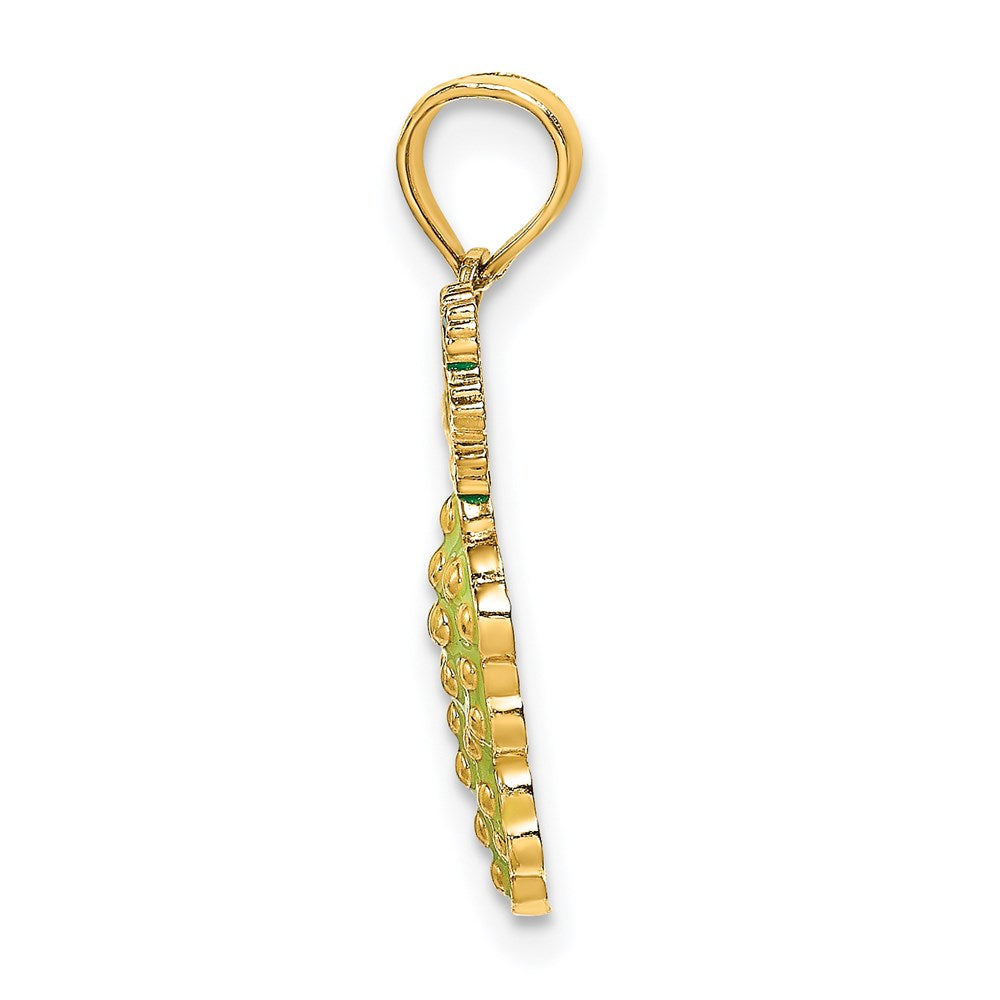 14K Yellow and Green Enameled Grapes with Stem and Leaf Charm