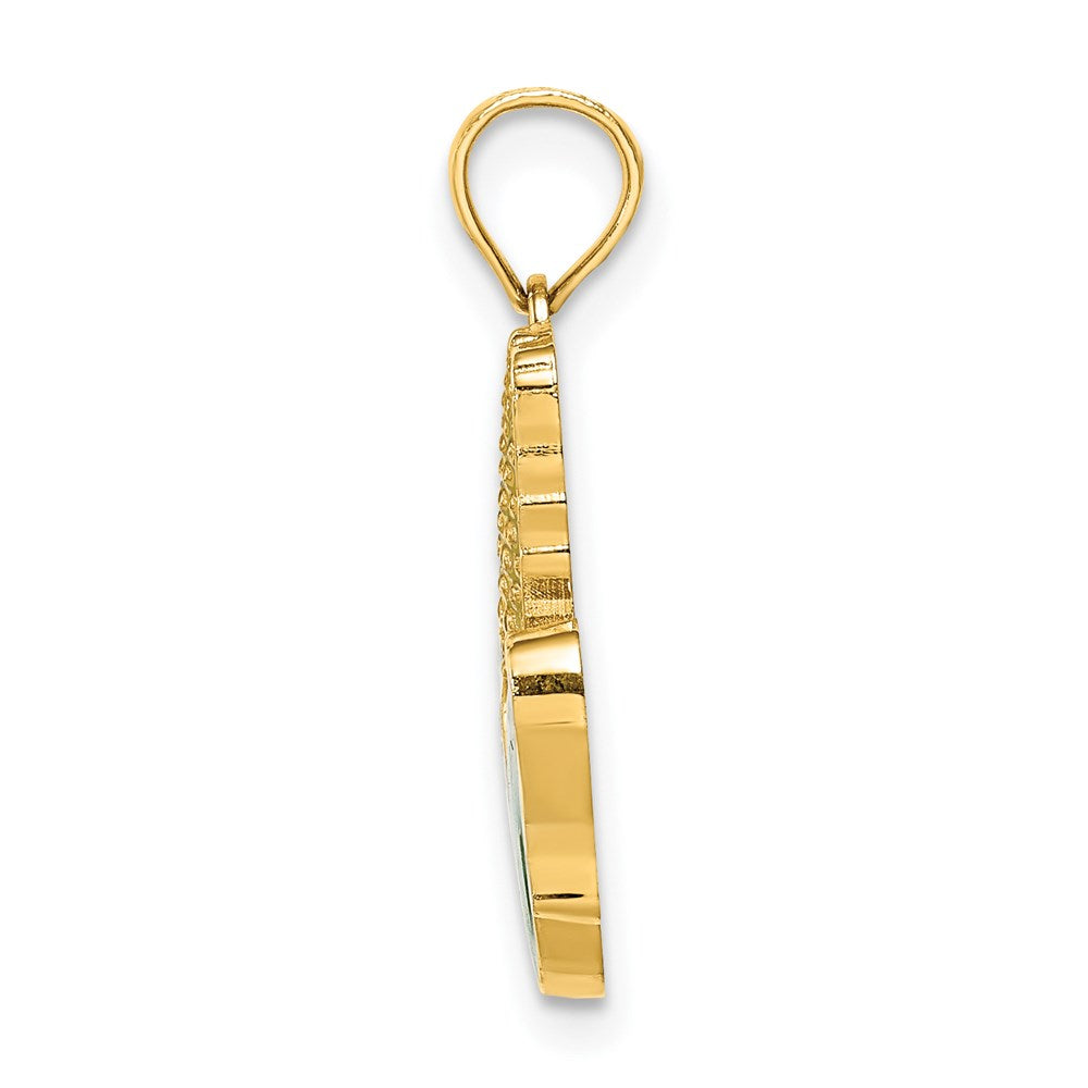 14K Yellow and Green Enameled Corn with Peeled Husk Charm