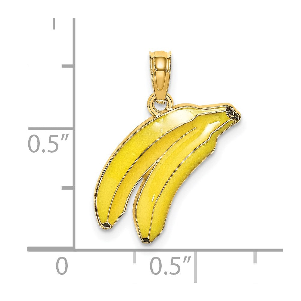 14K Yellow Enameled 2-D Bananas Charm