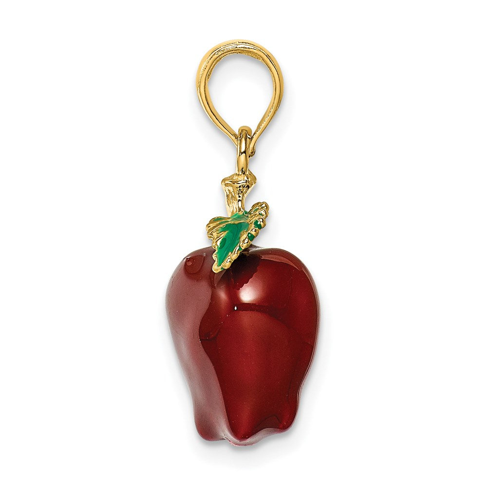 14K Enameled 3-D Red Delicious Apple Charm