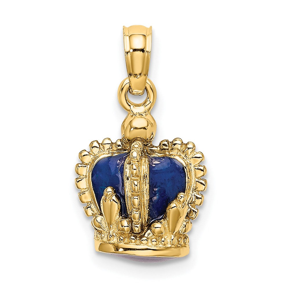 14K 3-D with Blue Enamel Inside Crown Charm