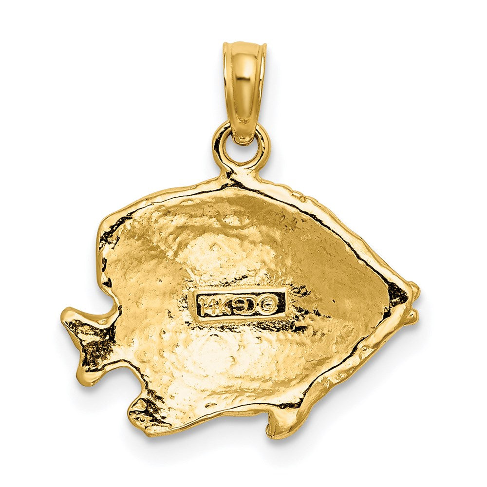 14K 2-D Polished Textured Butterfly Fish Charm