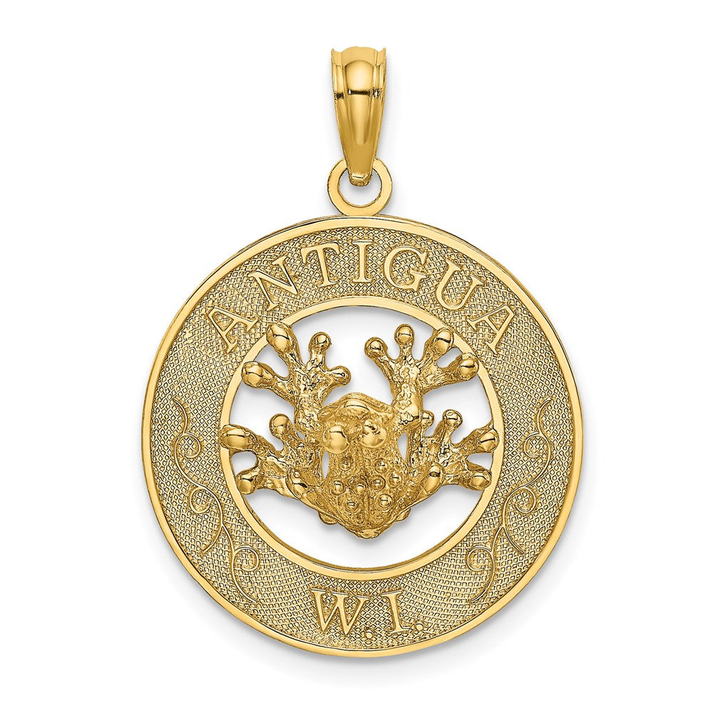 14K ANTIGUA W.I. Circle with Frog Charm