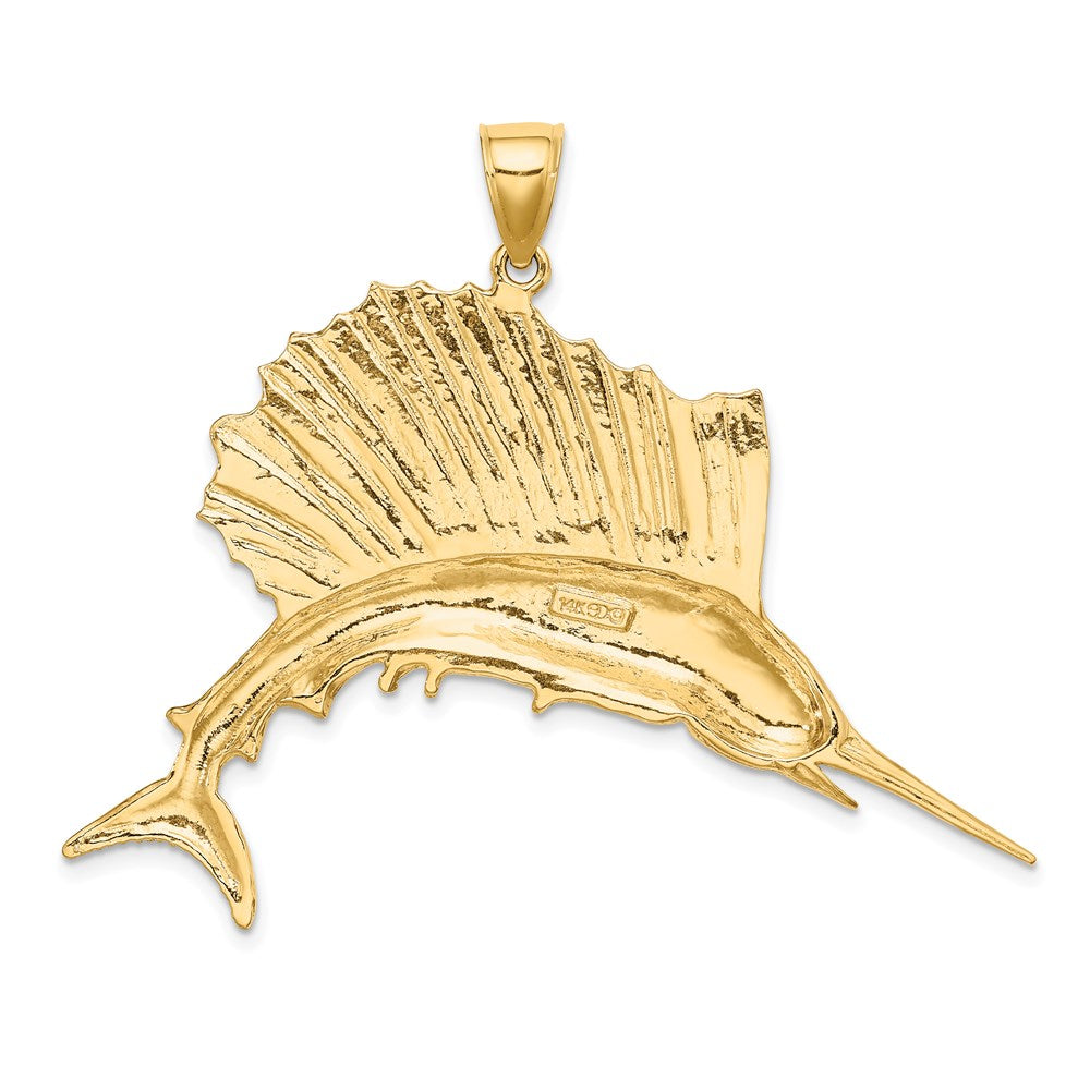 14K Large Polished Sailfish Charm