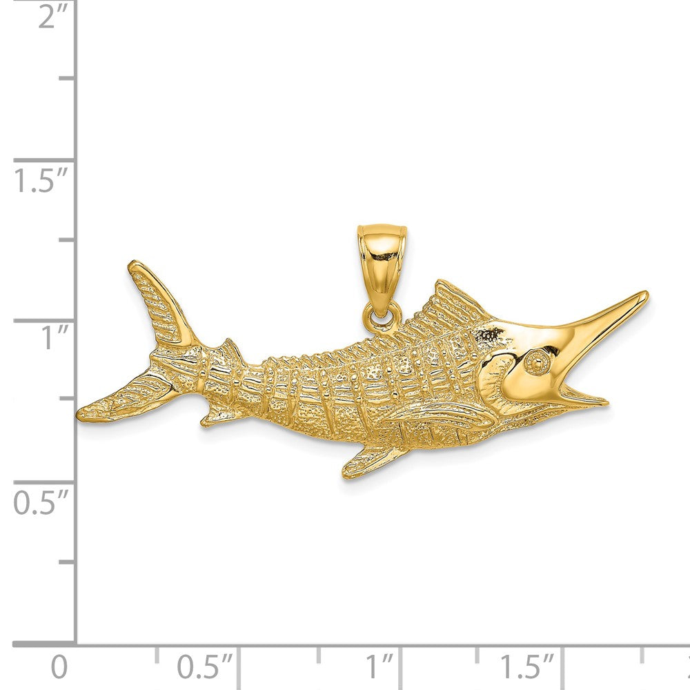 14K Large 2-D Textured Marlin Fish Charm