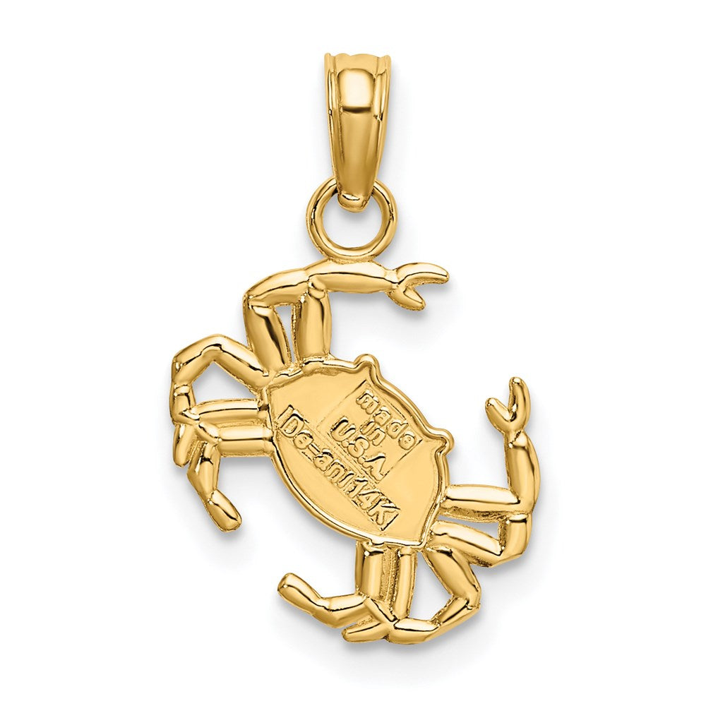 14K Small Polished Crab Charm