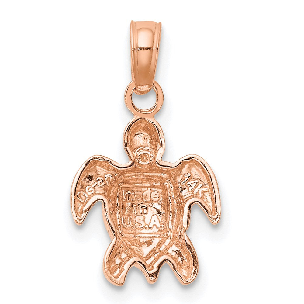14K Rose Gold Textured Mini Sea Turtle Charm