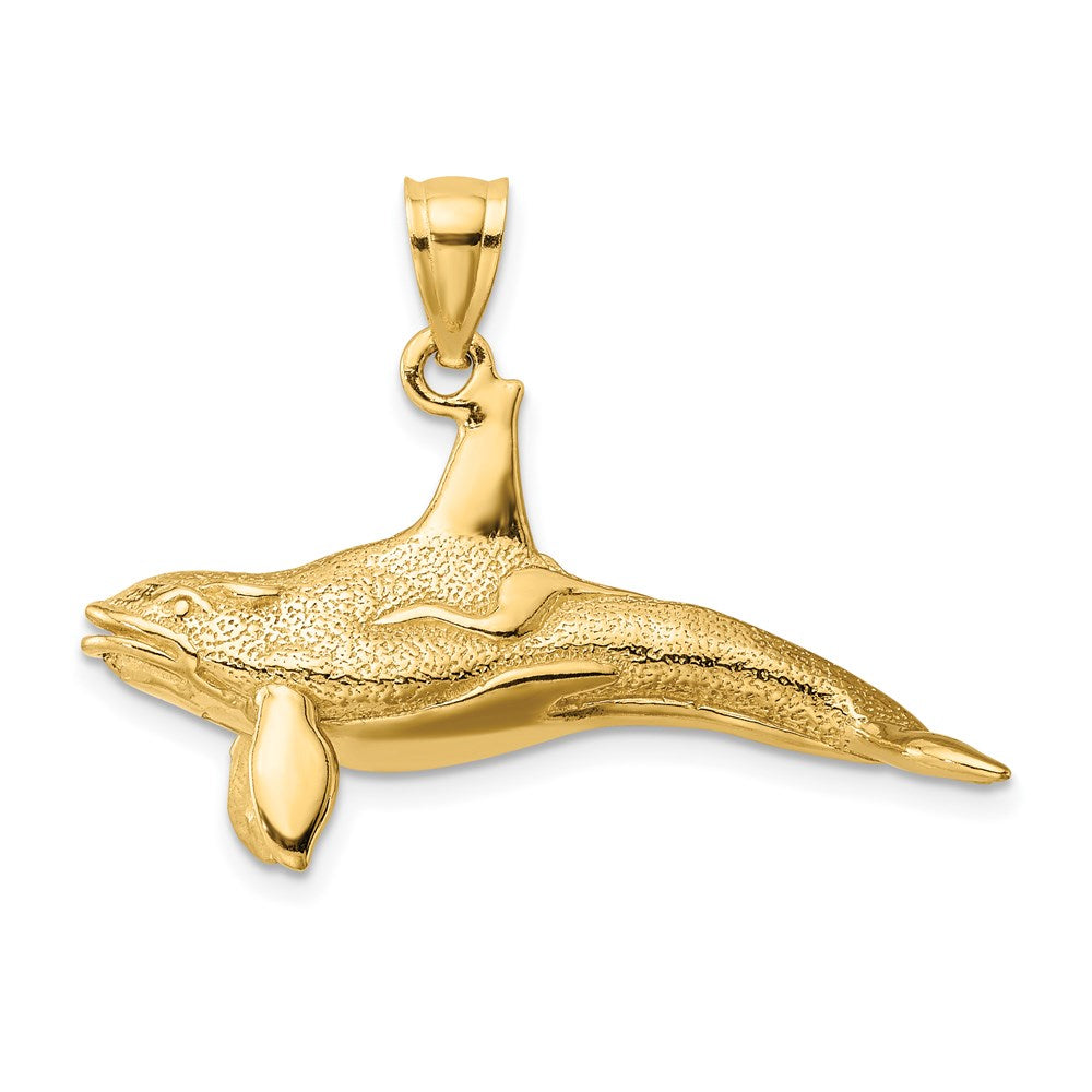 14K 3-D Textured Killer Whale Orca Charm