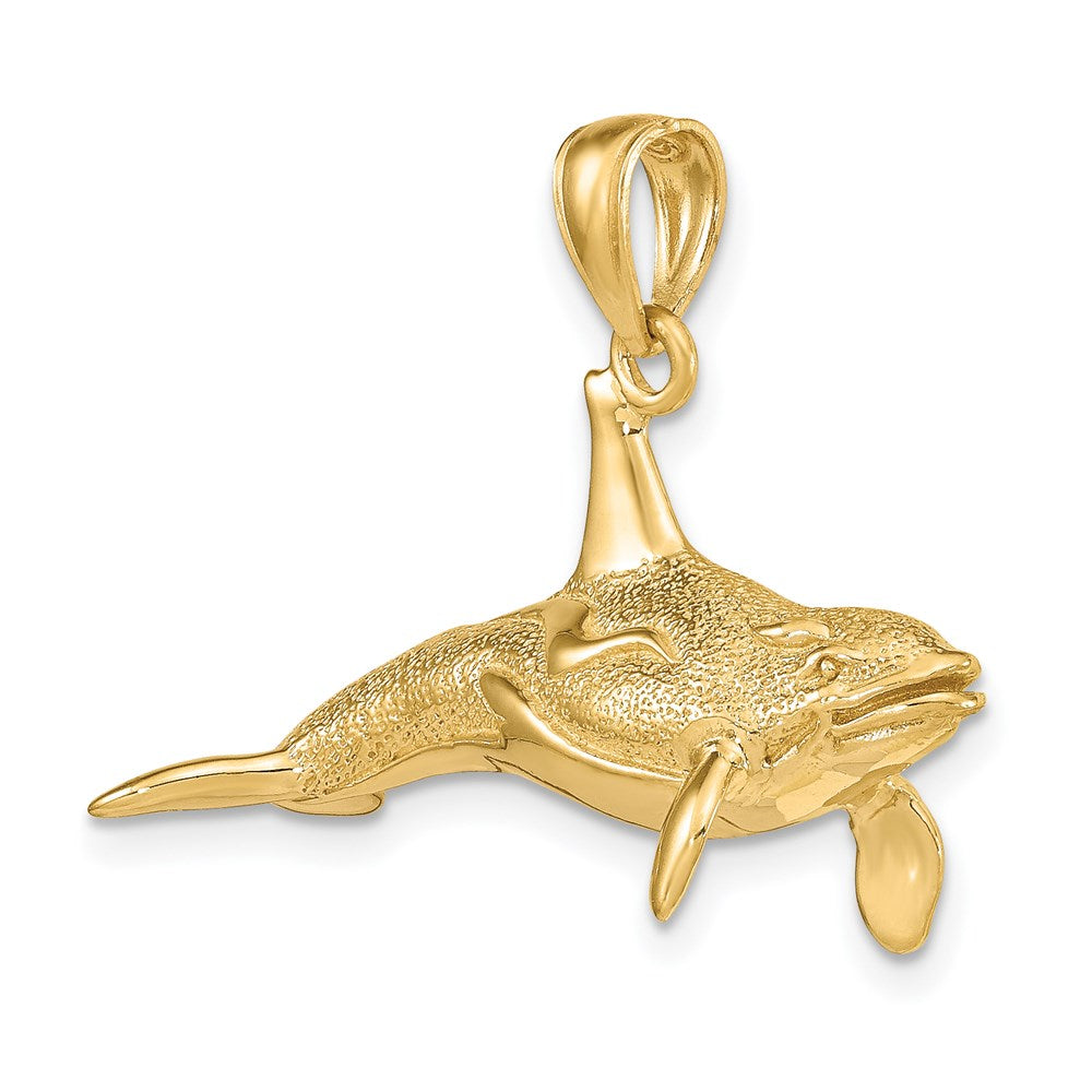 14K 3-D Textured Killer Whale Orca Charm