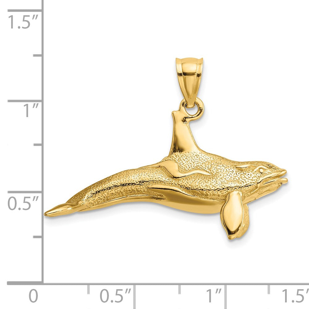 14K 3-D Textured Killer Whale Orca Charm