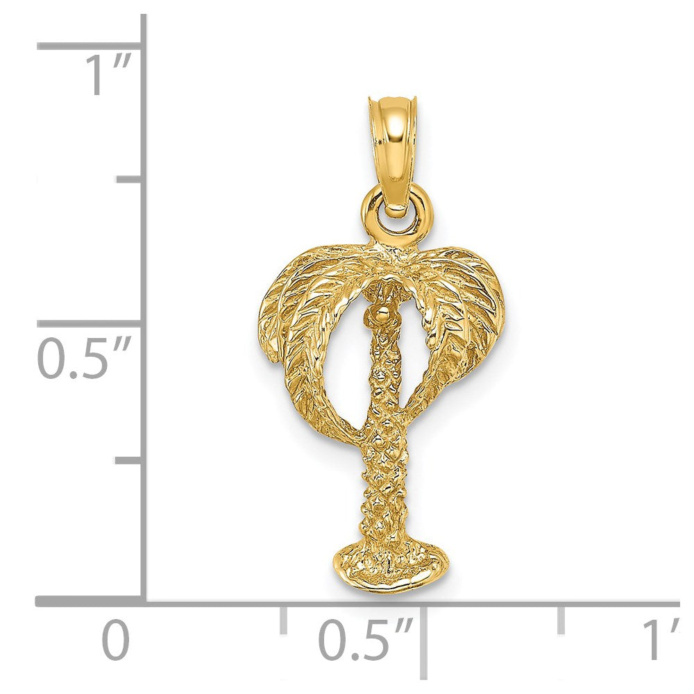 14K 2-D Palm Tree with Coconuts Charm