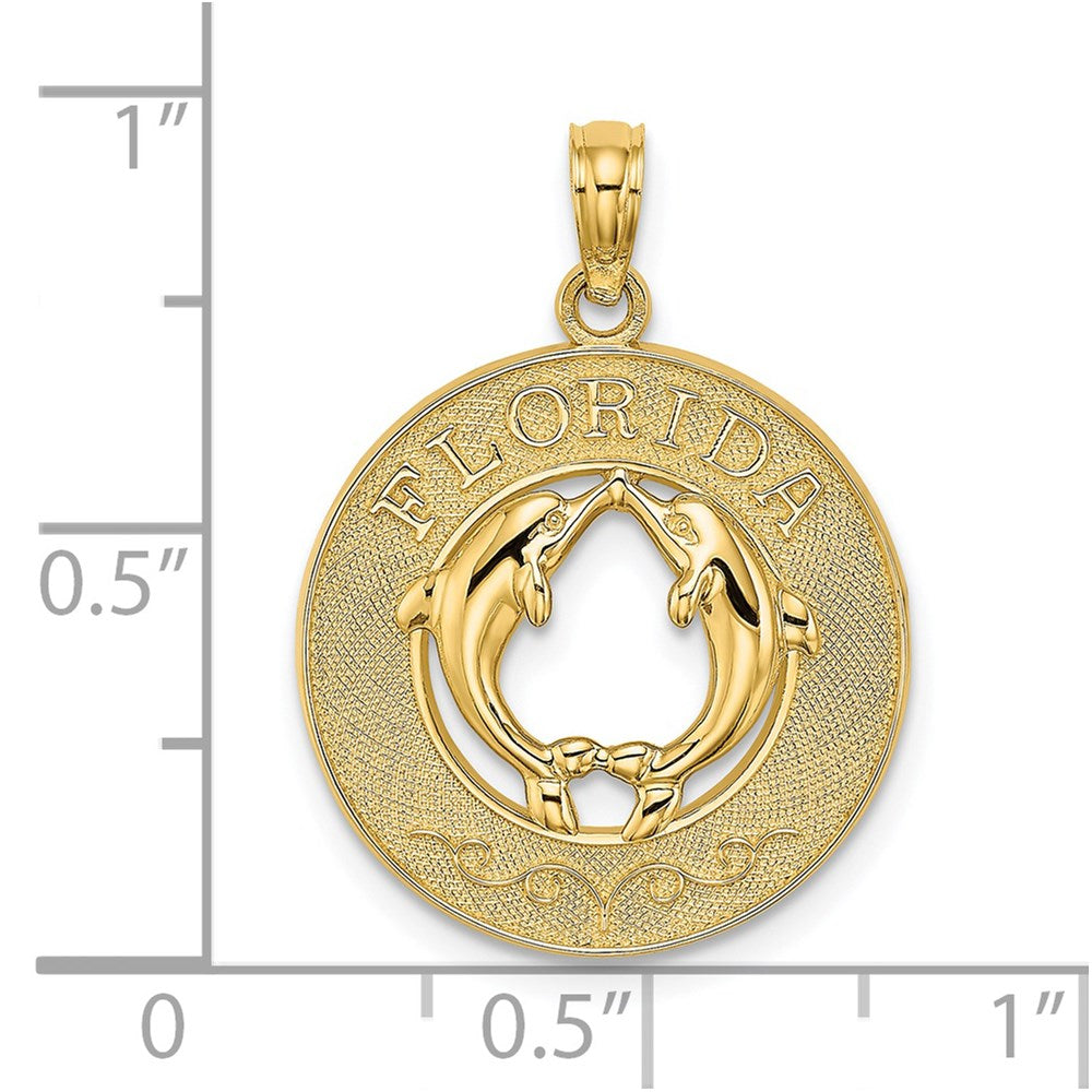 14K FLORIDA with Dolphins Circle Charm