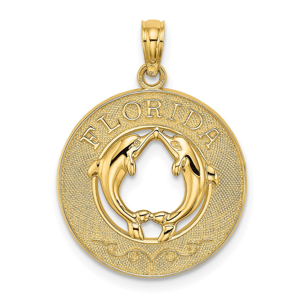 14K FLORIDA with Dolphins Circle Charm