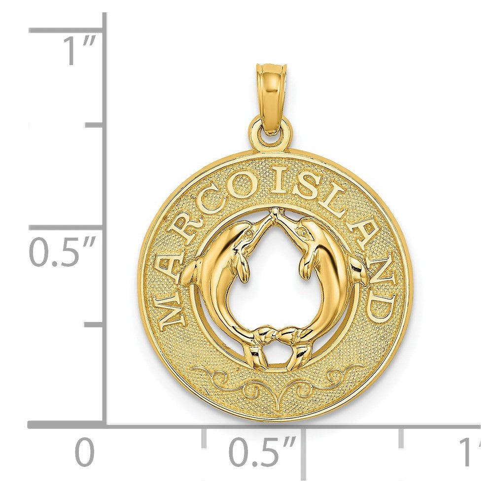 14K MARCO ISLAND Circle with Dolphins Charm