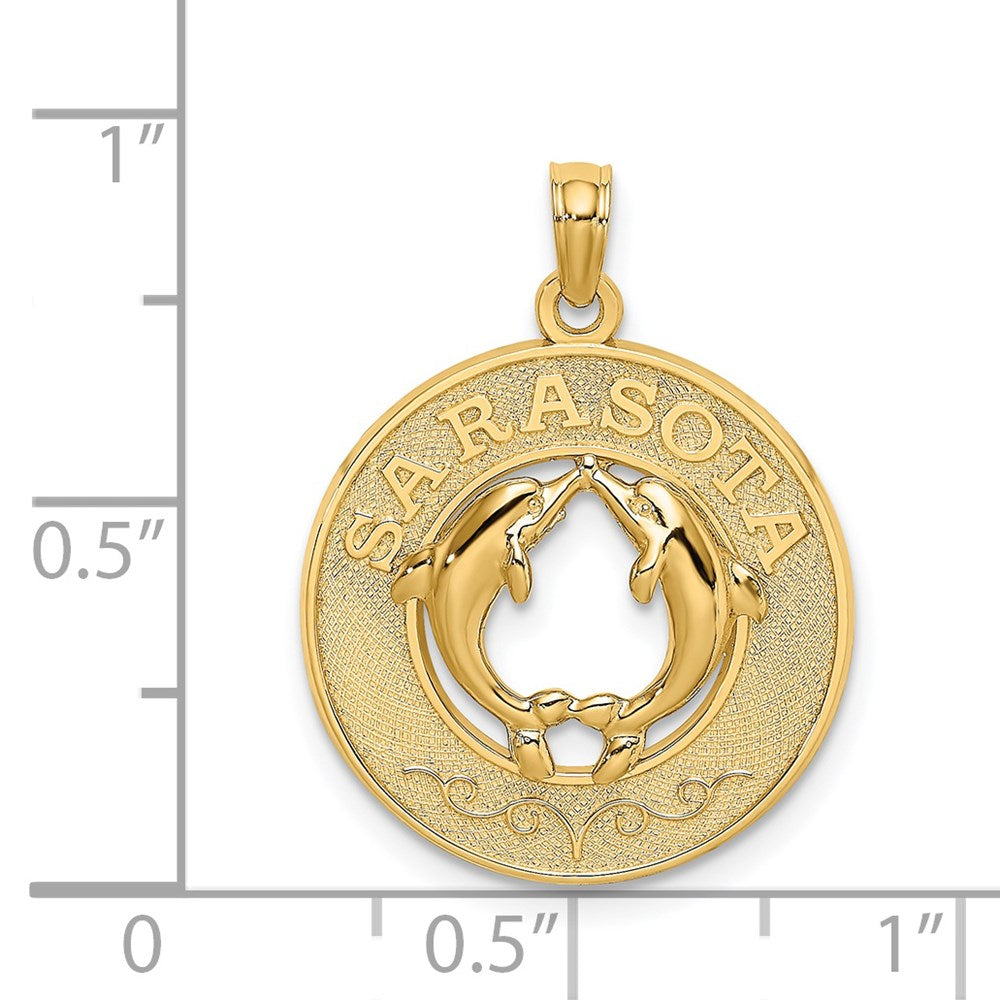 14K SARASOTA with Dolphins Circle Charm