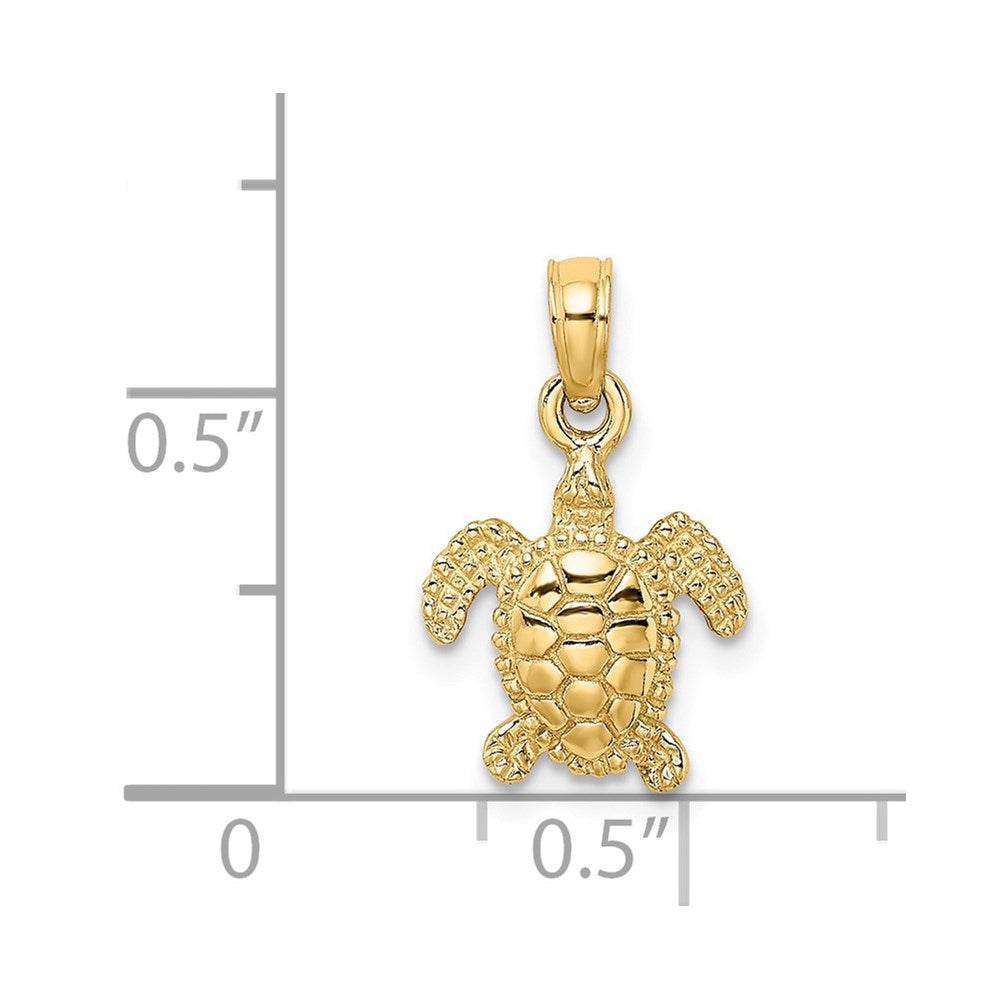 14K 3-D Mini Sea Turtle Charm