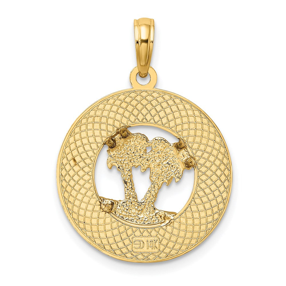 14K FLORIDA with Double Palm Tree Circle Charm