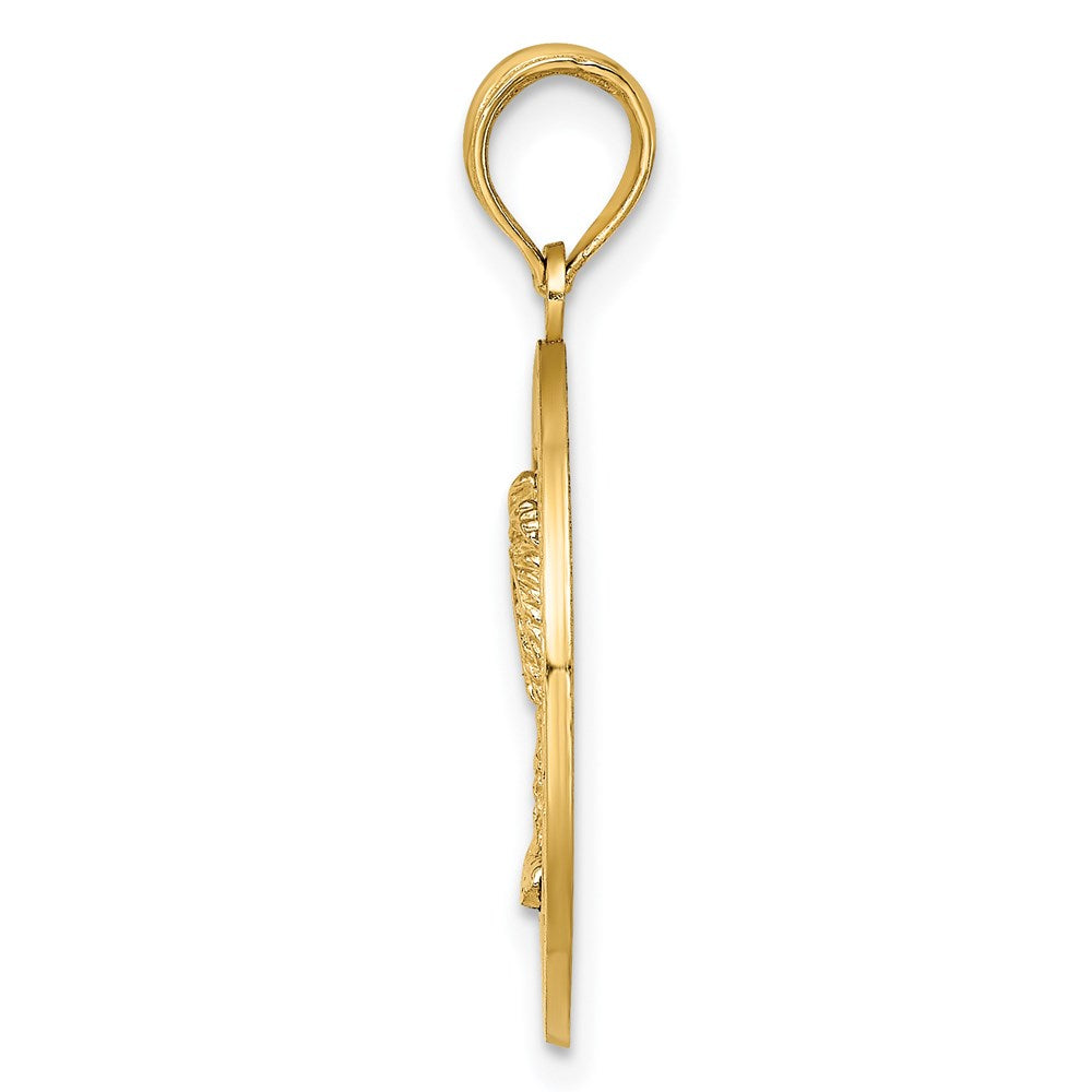 14K SAINT AUGUSTINE with Palm Tree Circle Charm