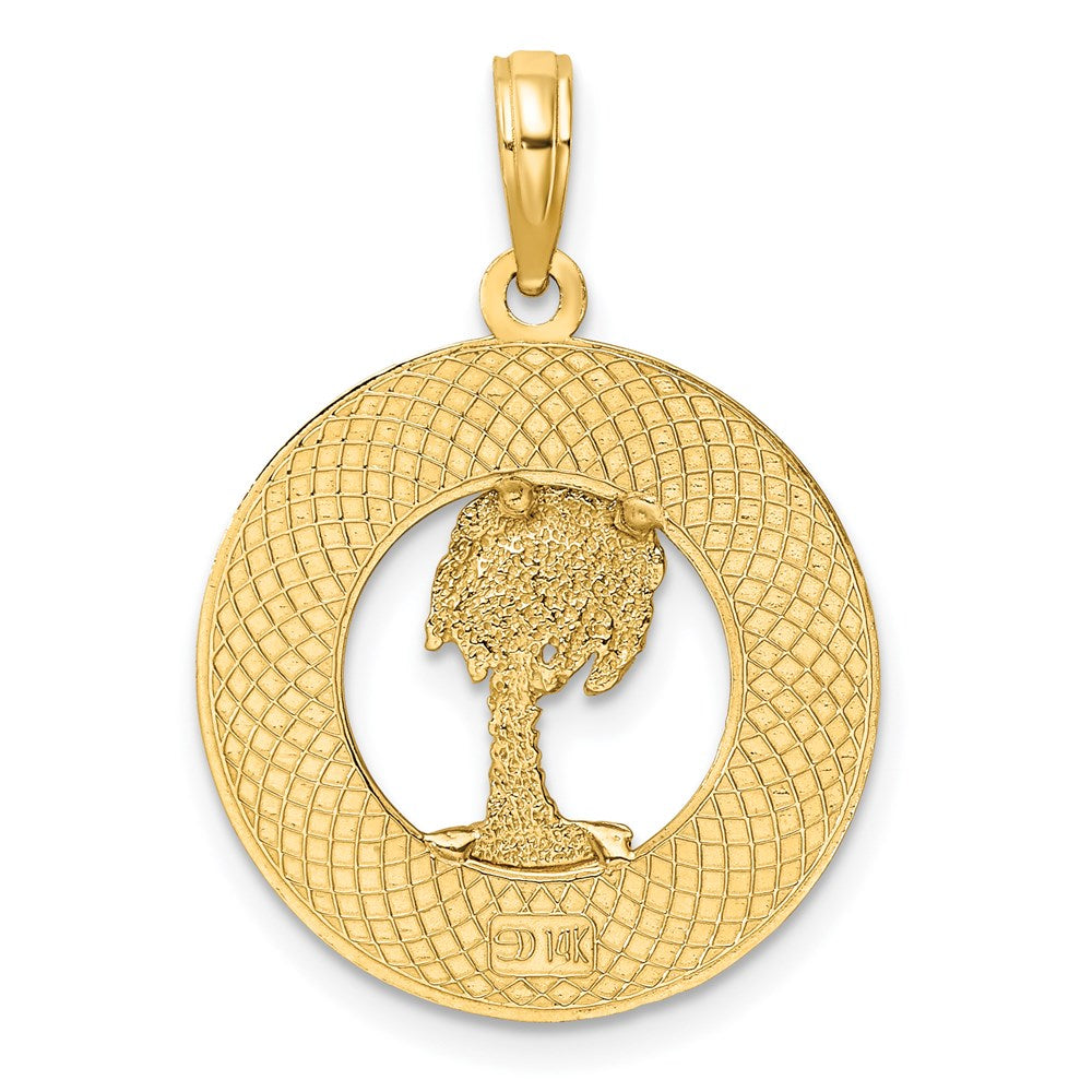 14K SAINT AUGUSTINE with Palm Tree Circle Charm