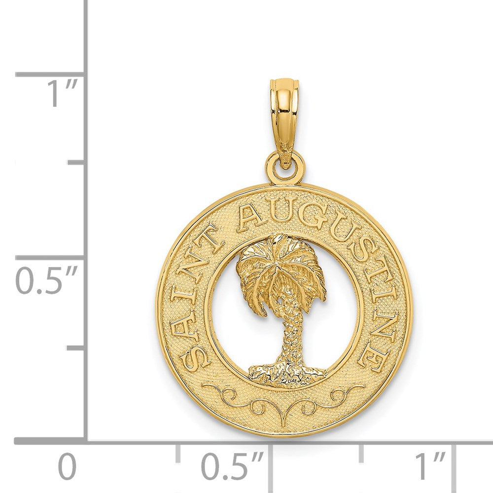14K SAINT AUGUSTINE with Palm Tree Circle Charm