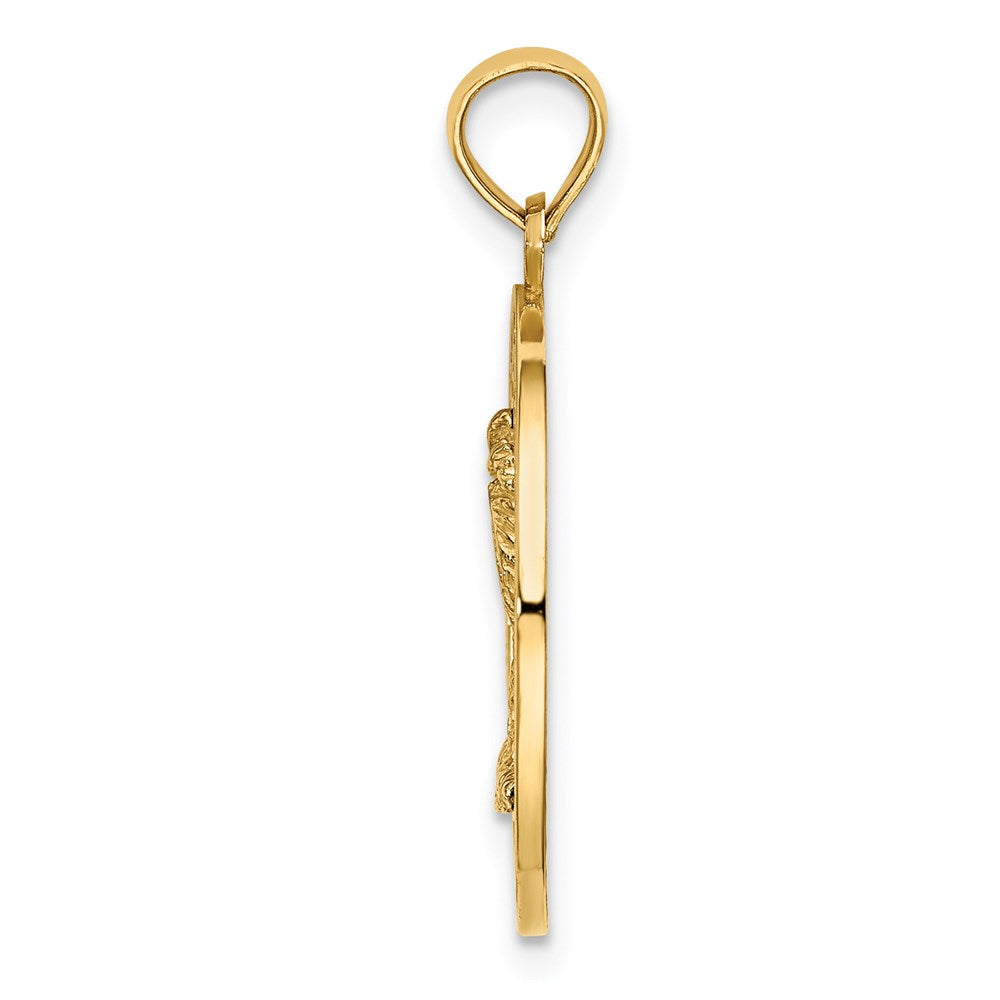 14K TURKS AND CAICOS with Palm Tree Circle Charm