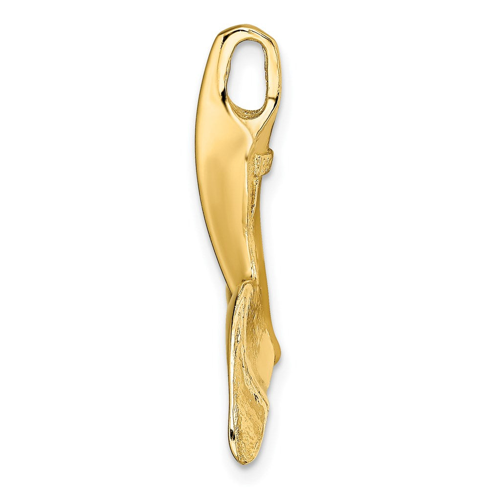 14K 3-D Polished Whale Tail Chain Slide