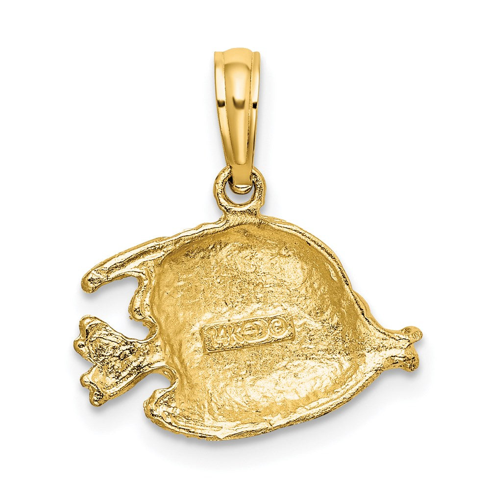 14K Polished Textured Bannerfish Charm