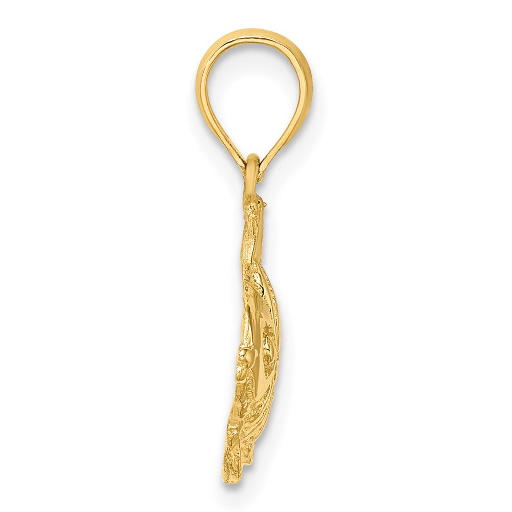 14K Polished Textured Goldish Charm