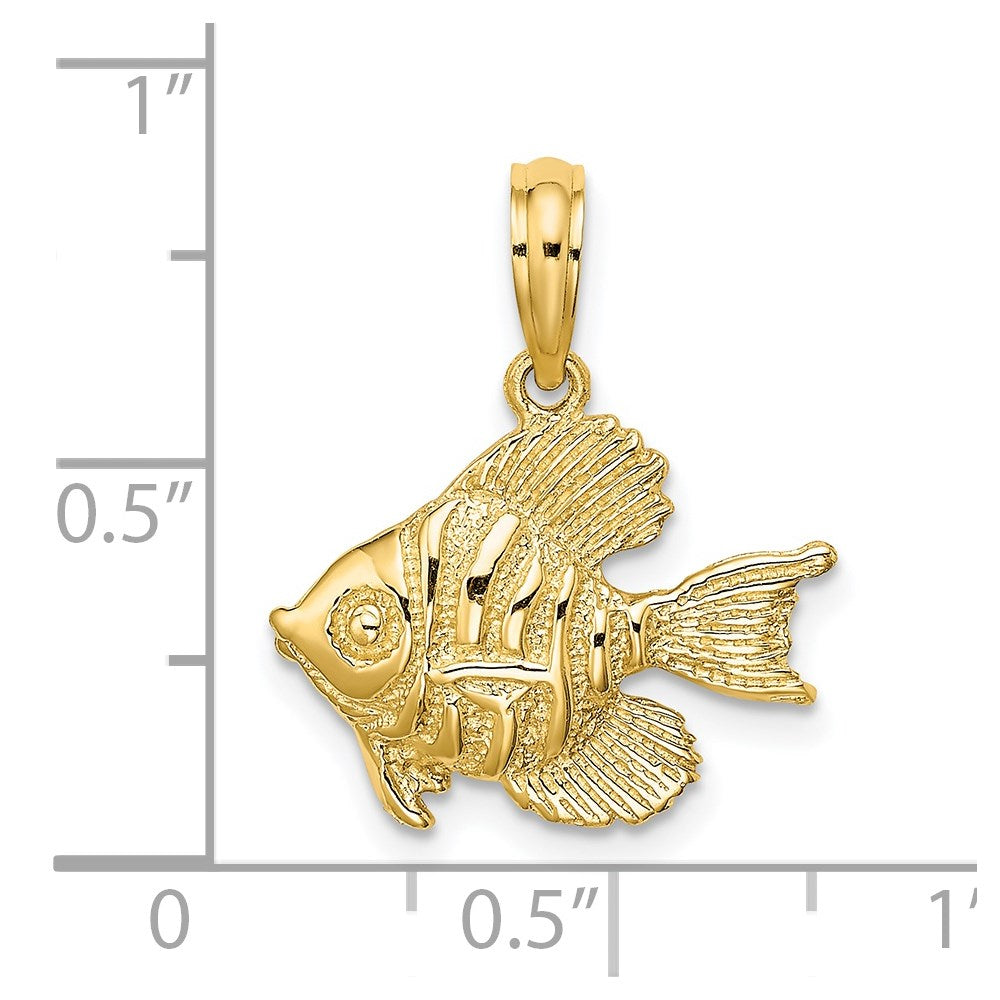 14K Polished Textured Goldish Charm