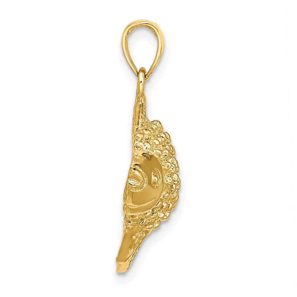14K Large 2-D Textured Goldfish Charm