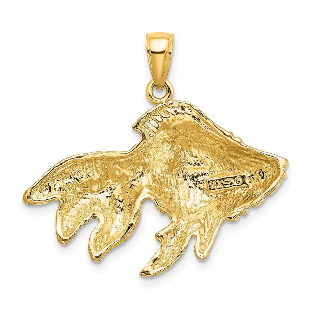 14K Large 2-D Textured Goldfish Charm