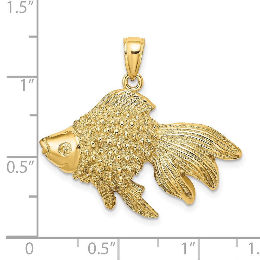 14K Large 2-D Textured Goldfish Charm