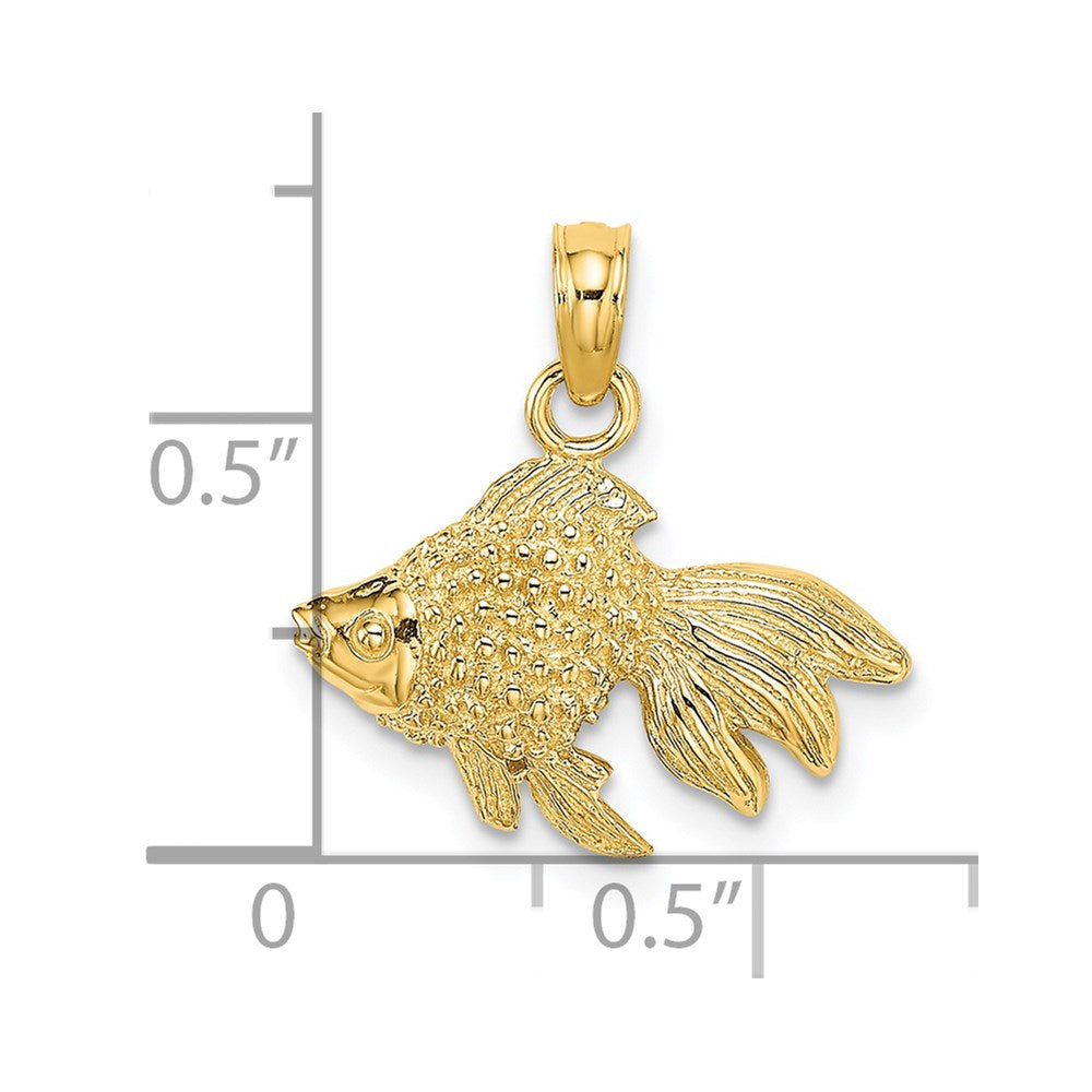 14K 2-D  Textured Goldfish Charm