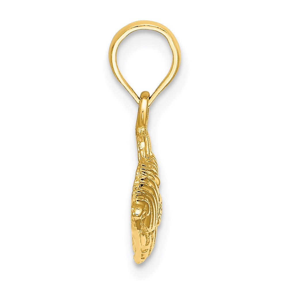 14K 2-D  Engraved Striped Humu Humu Fish Charm