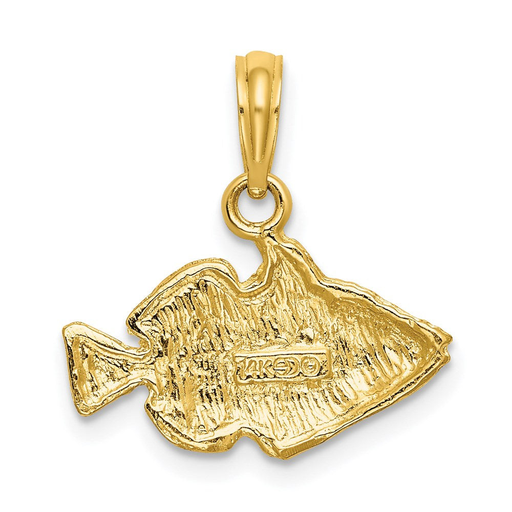 14K 2-D  Engraved Striped Humu Humu Fish Charm