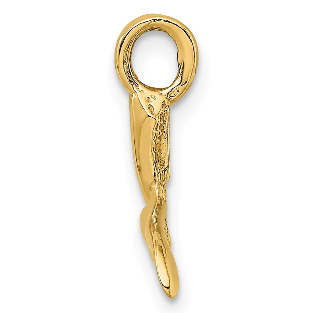 14K Small 3-D Polished Whale Tail Chain Slide