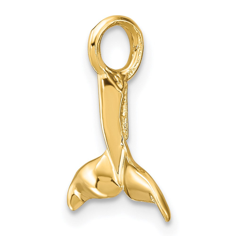 14K Small 3-D Polished Whale Tail Chain Slide