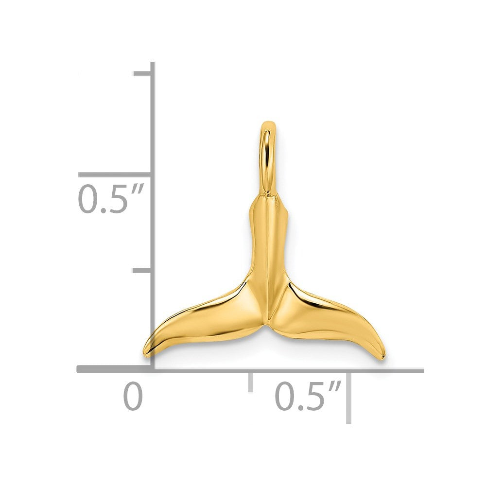 14K Small 3-D Polished Whale Tail Chain Slide