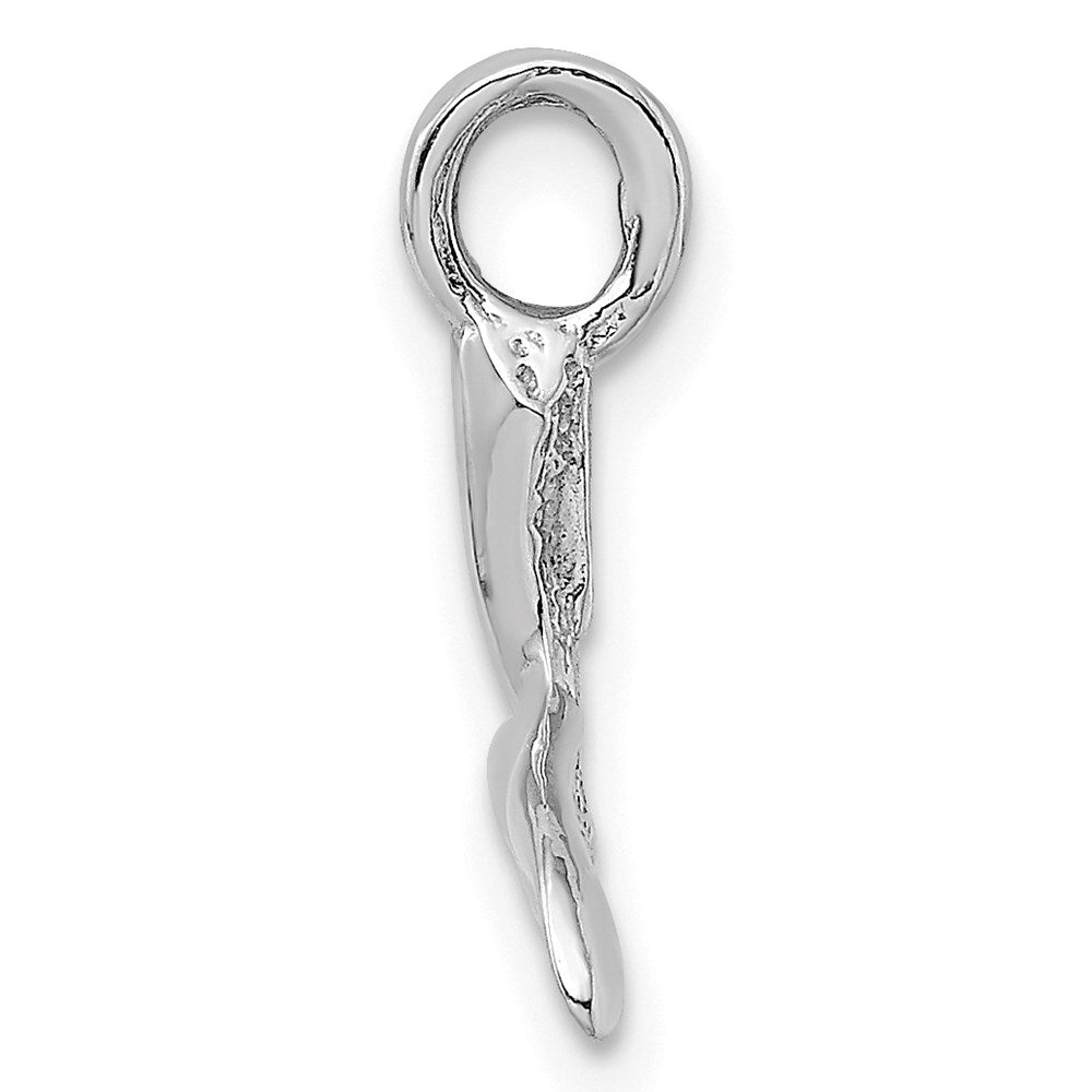14K White Gold Small 3-D Polished Whale Tail Chain Slide