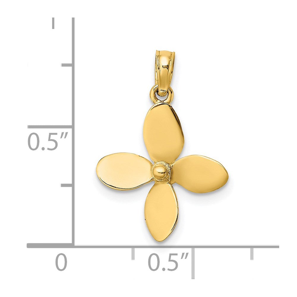 14K 3-D with 4 Blades Propeller Charm