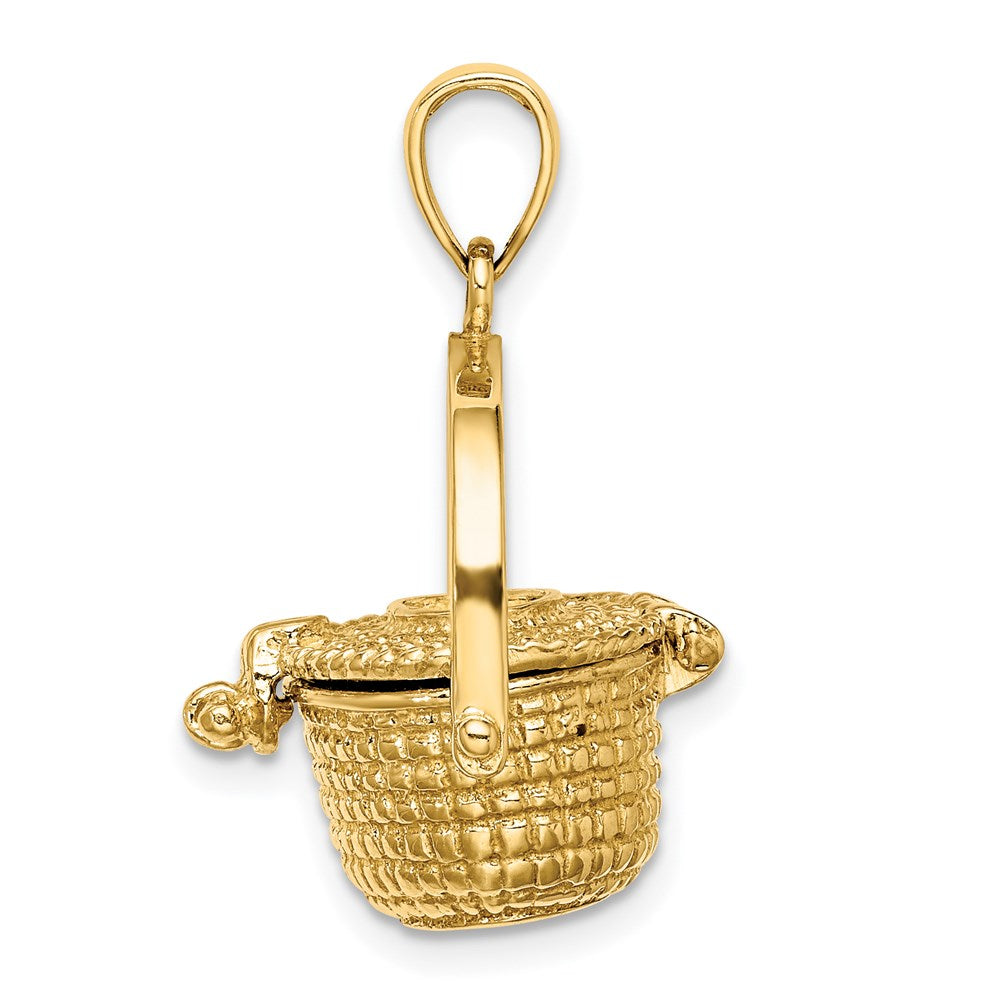 14K 3-D Nantucket Basket with Moveable Lid and Handle Charm