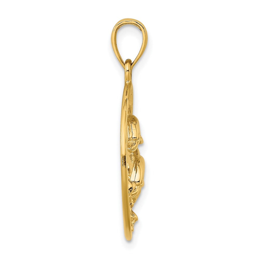 14K Double Dolphins In Circle Charm